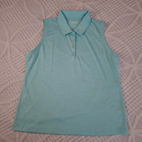 Izod Tops - IZOD GOLF Womens XL Sleeveless Polo Shirt Aqua Blue Stretch Performance